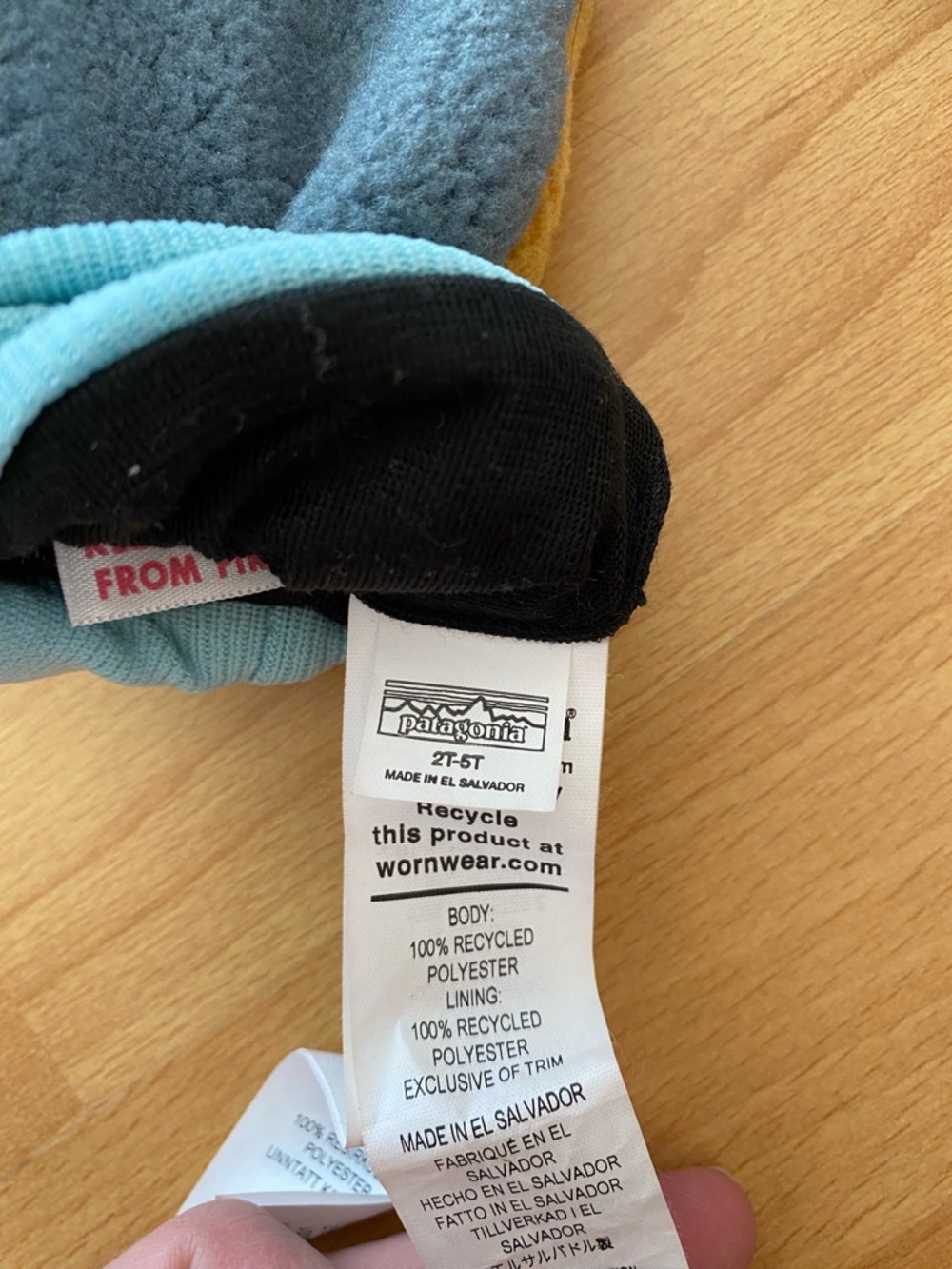 Patagonia Kids Blue Fleece Mittens 2T-5T - Picture 3 of 3